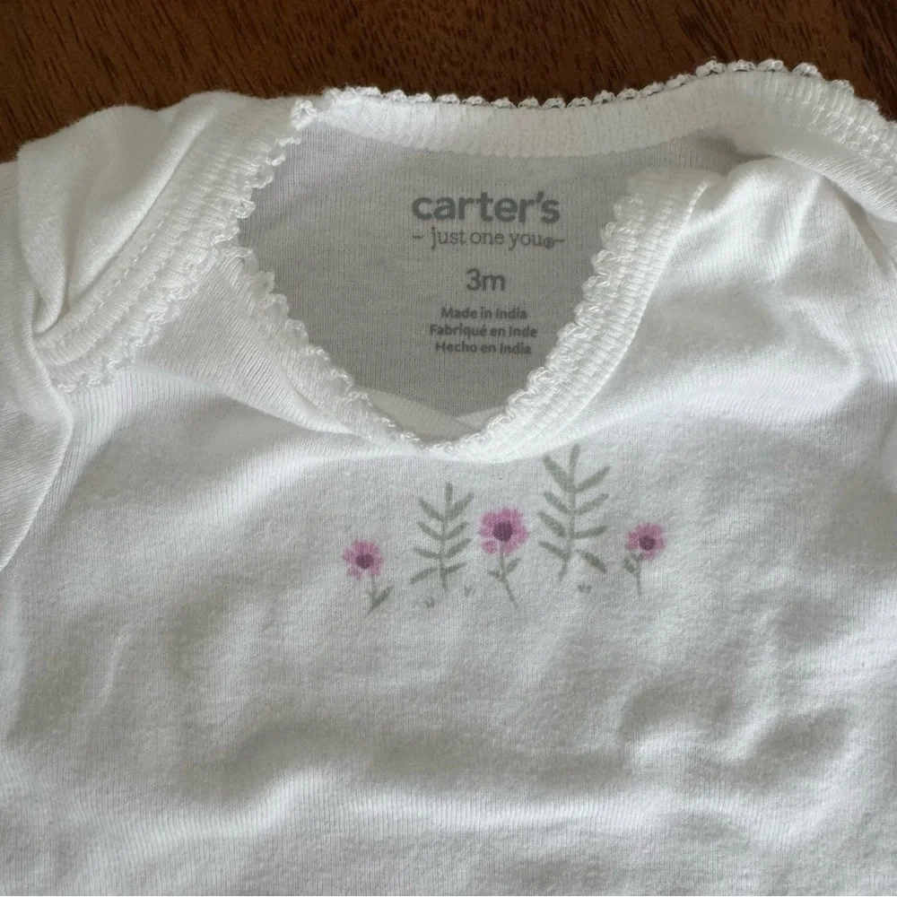 Carter's White and Pink Baby Girl Bodysuit and Matching Pant Set Size 3M